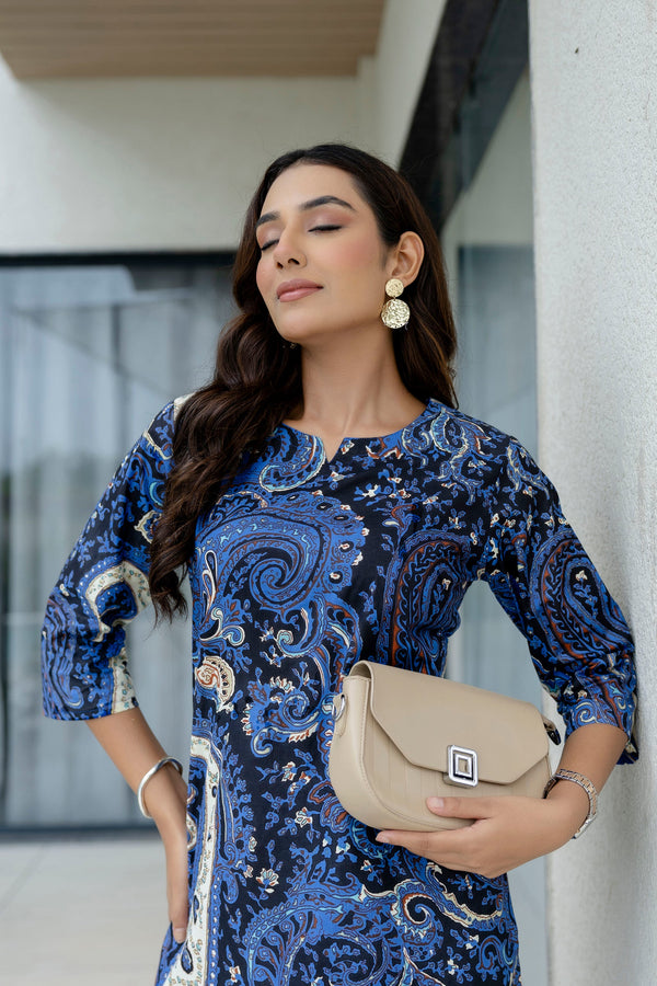 Luxe Ease Blue Cotton Co-ord Set