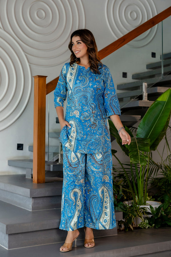 Slate Blue Cotton Co-ord Set