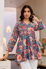 Blue Coral Bloom Cotton Top - Me&My