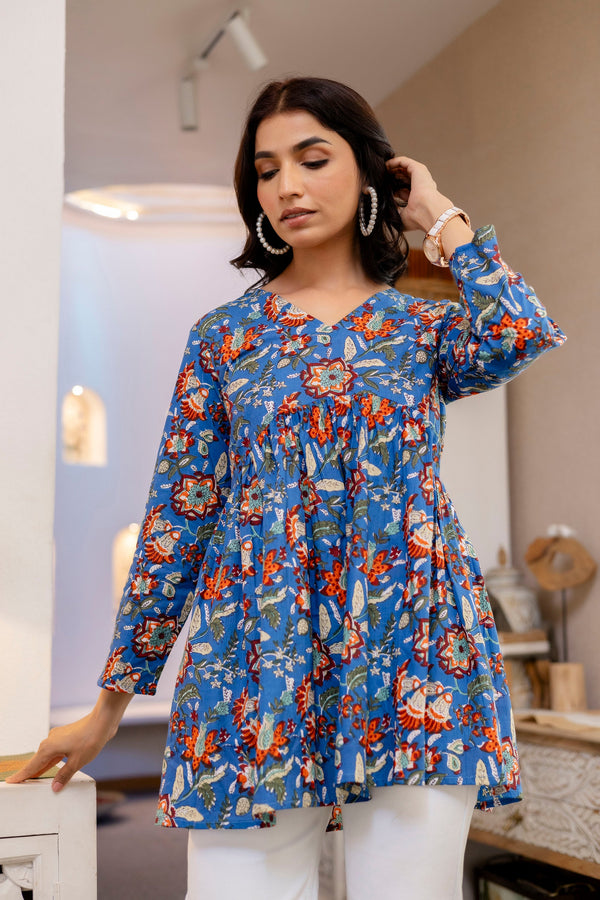 Blue Petal Grove Cotton Top