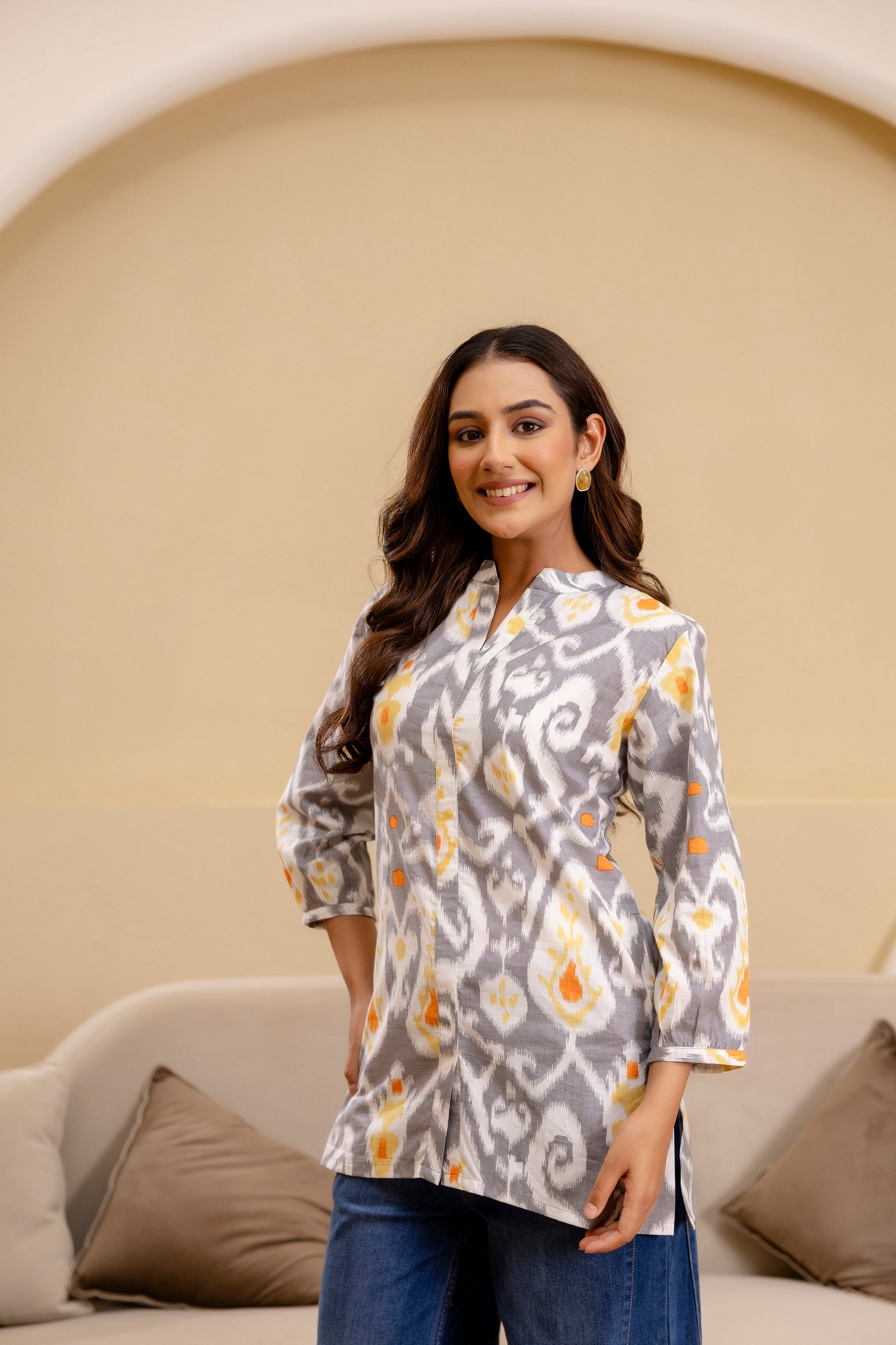 Ashen Glow Ikat Cotton Top Me & My