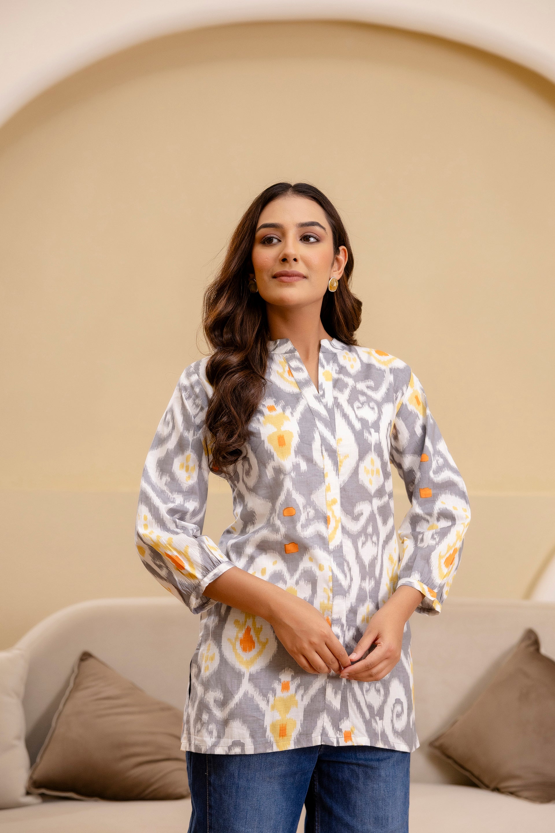 Ashen Glow Ikat Cotton Top Me & My