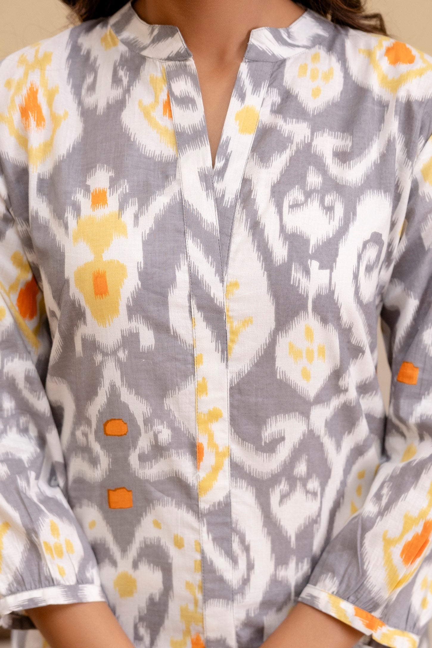 Ashen Glow Ikat Cotton Top Me & My