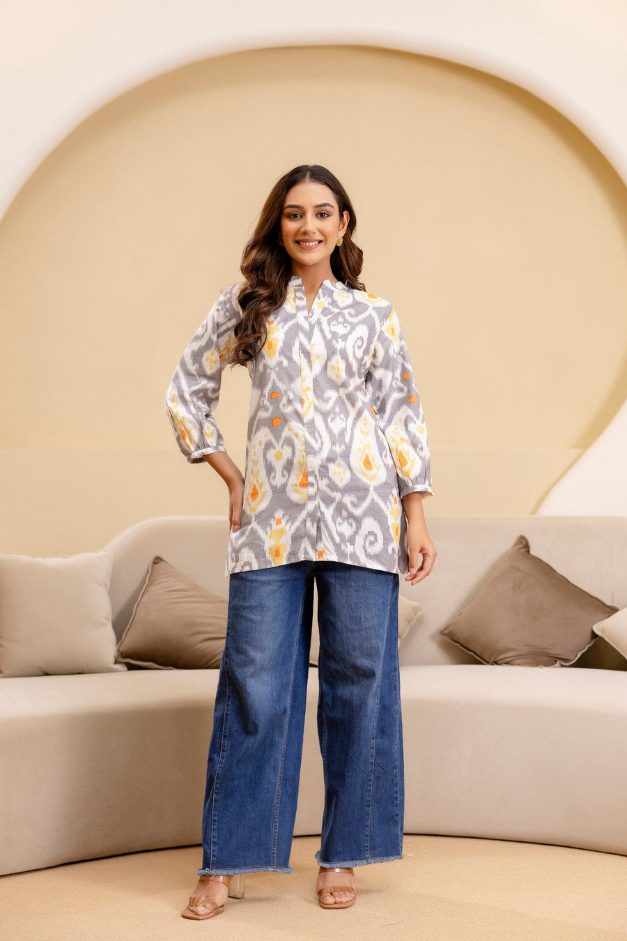 Ashen Glow Ikat Cotton Top — image 9