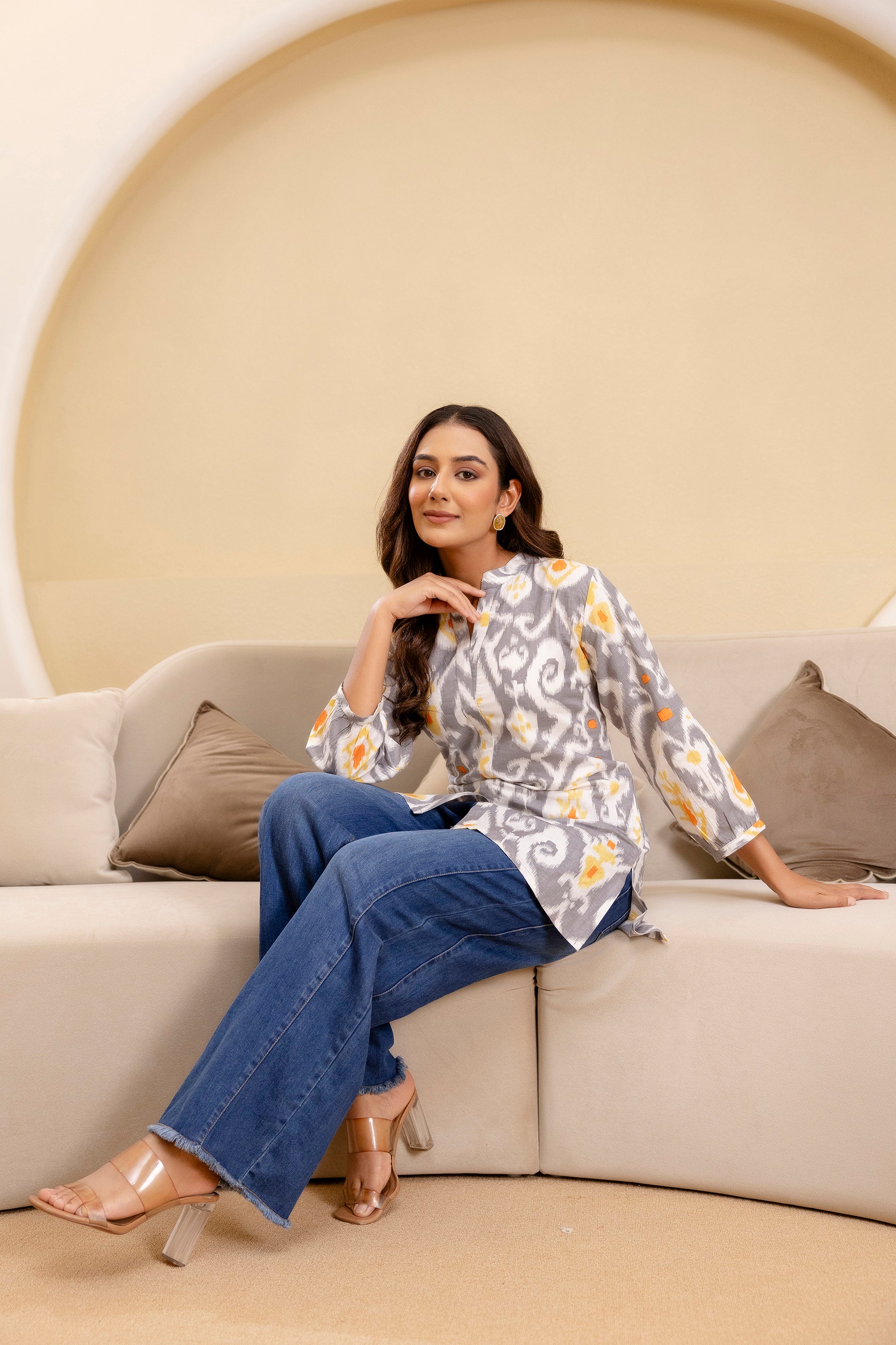Ashen Glow Ikat Cotton Top Me & My