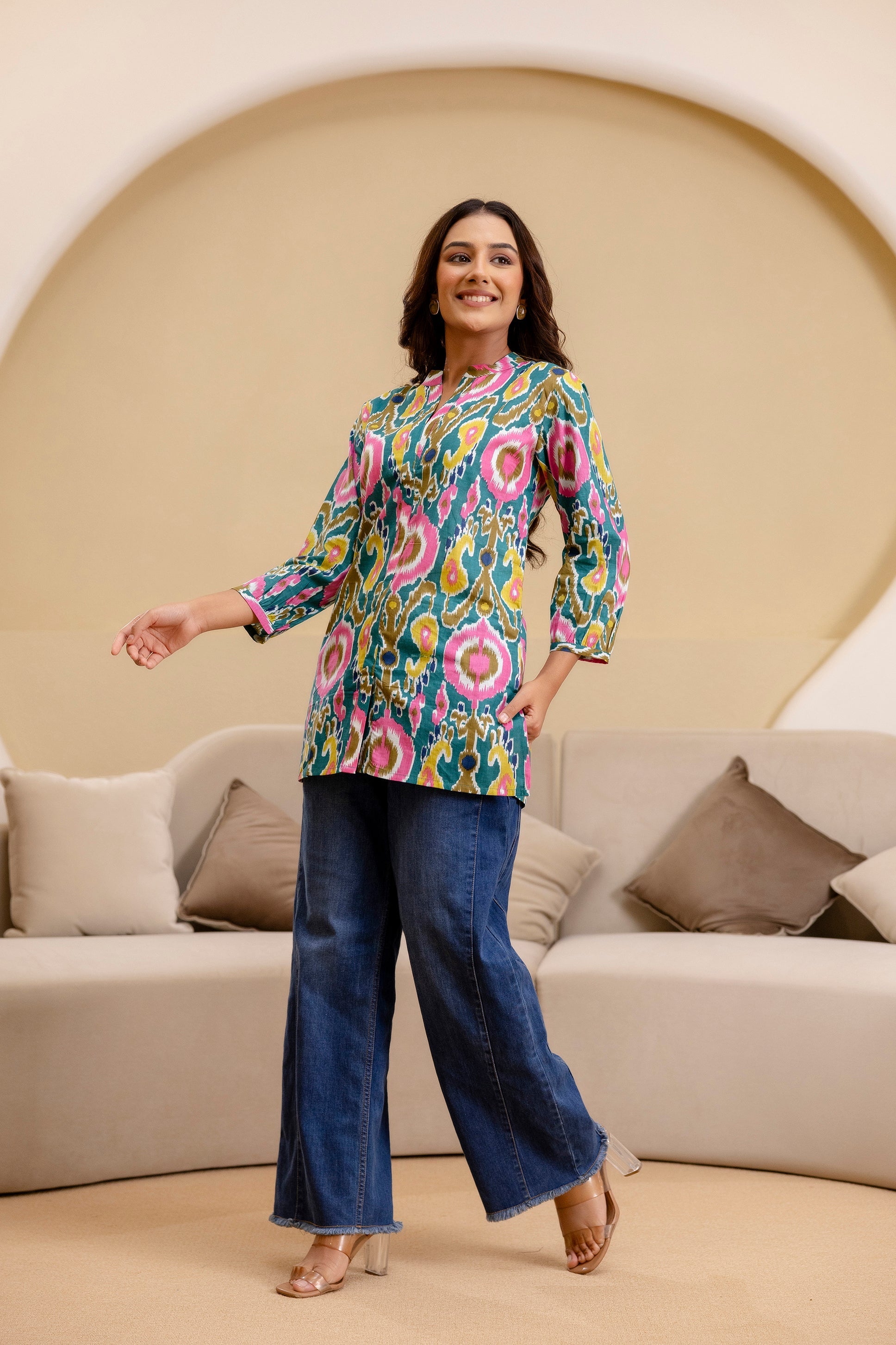 Carnival Bloom Ikat Cotton Top Me & My