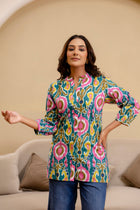 Carnival Bloom Ikat Cotton Top