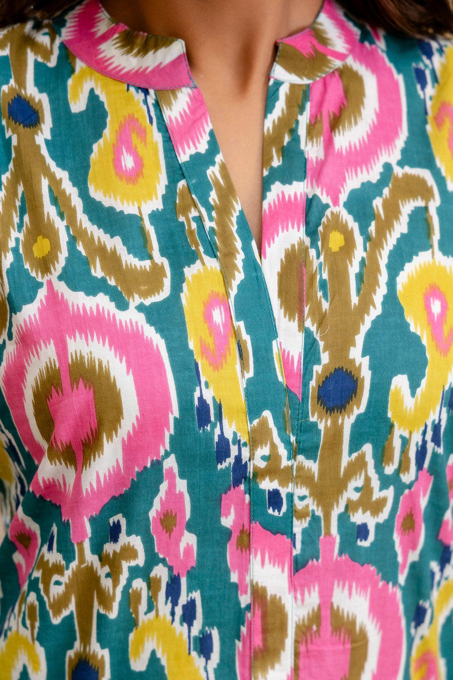 Carnival Bloom Ikat Cotton Top — image 3