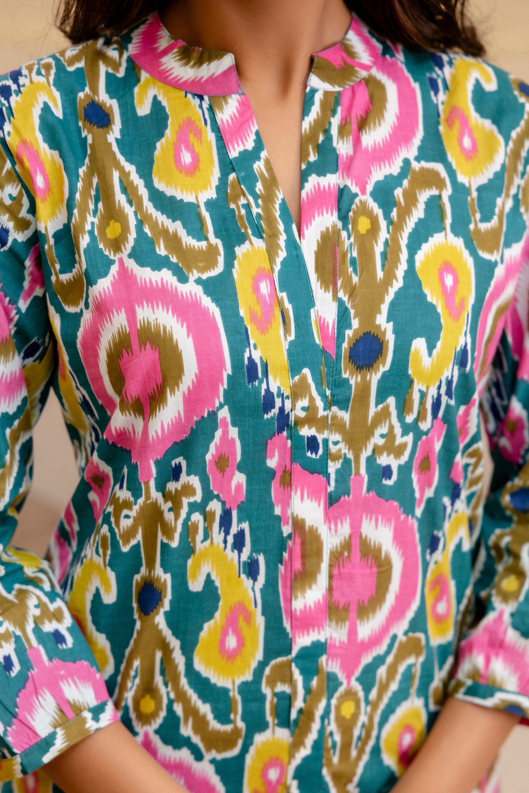 Carnival Bloom Ikat Cotton Top Me & My