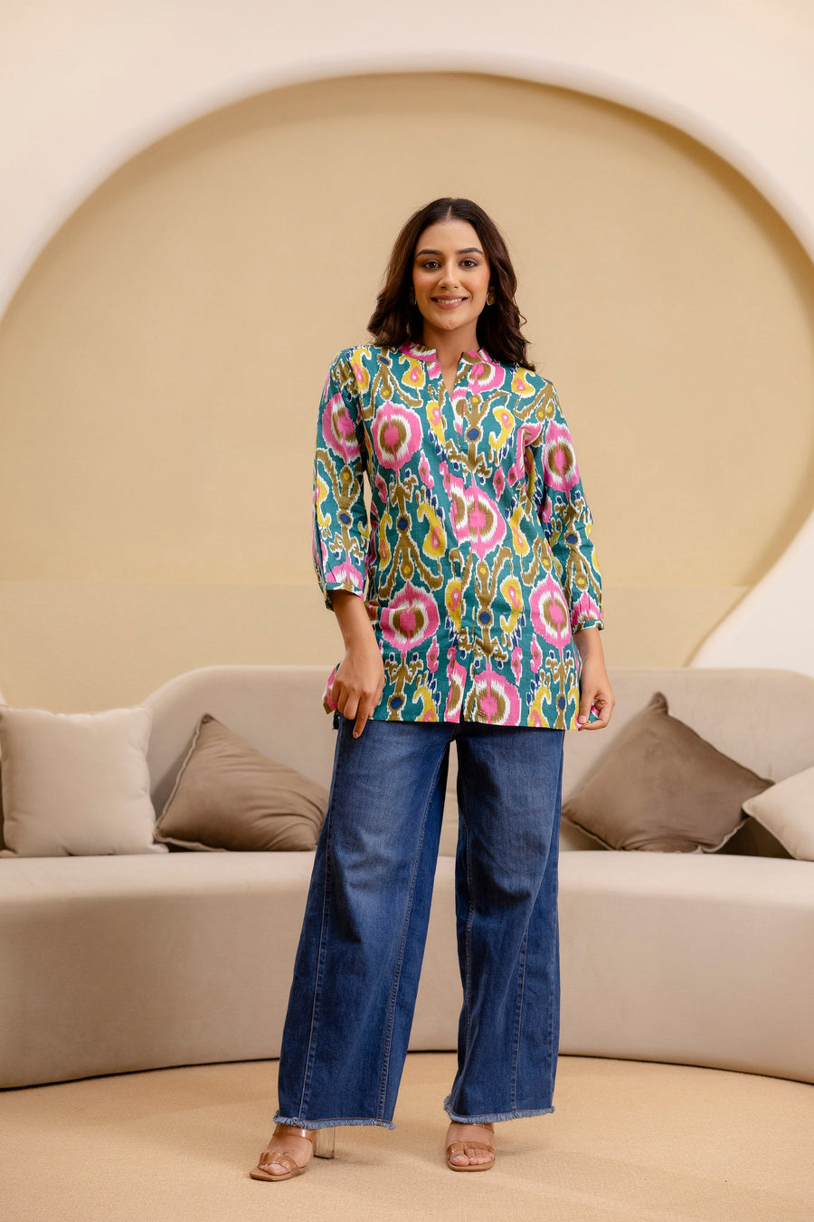 Carnival Bloom Ikat Cotton Top — image 8
