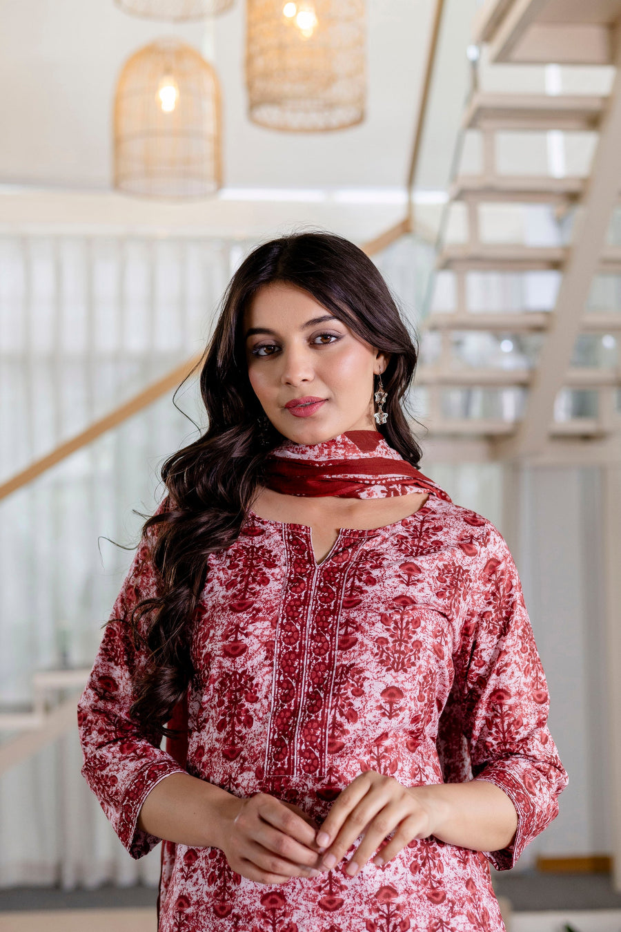 Cherrystone Red Cotton Dupatta Set — image 7