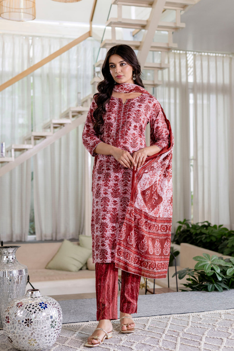Cherrystone Red Cotton Dupatta Set — image 11