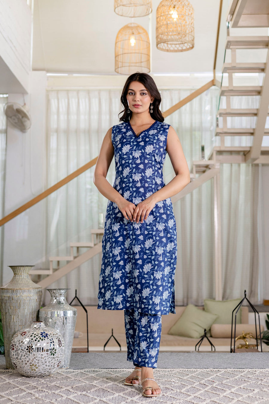 Bluemist Lace Cotton Dupatta Set — image 8