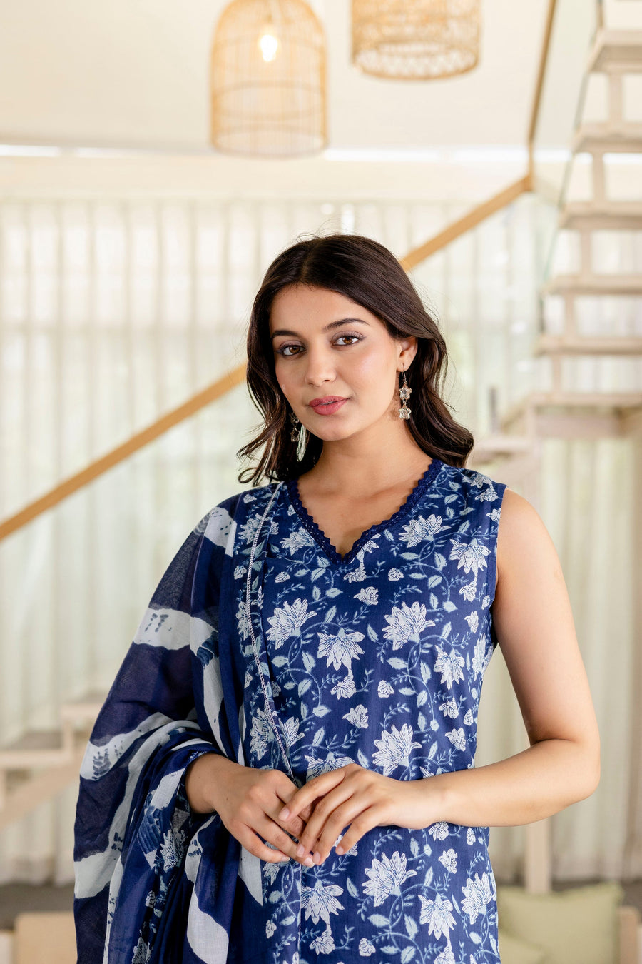 Bluemist Lace Cotton Dupatta Set — image 9