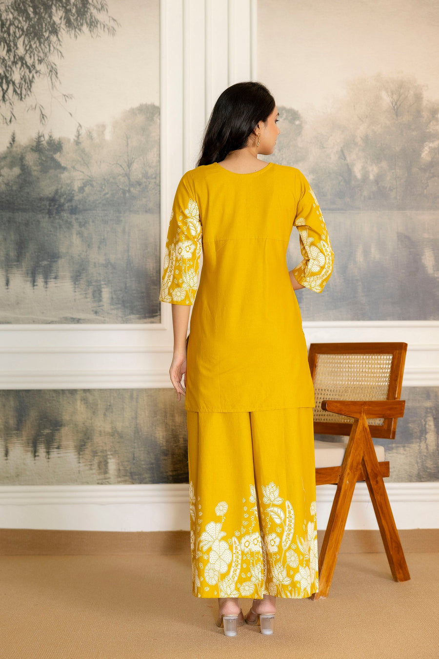 Marigoldwave Yellow Floral Cotton Flex Co-ord Set — image 9