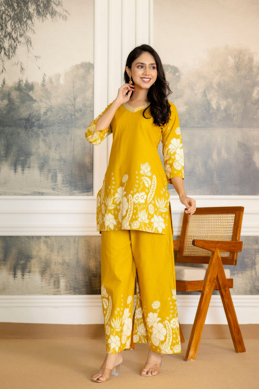 Marigoldwave Yellow Floral Cotton Flex Co-ord Set — image 5