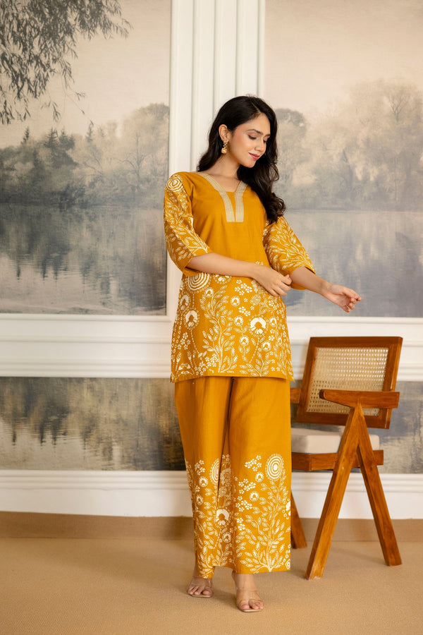 Sunspice Mustard Botanical Cotton Flex Co-ord Set