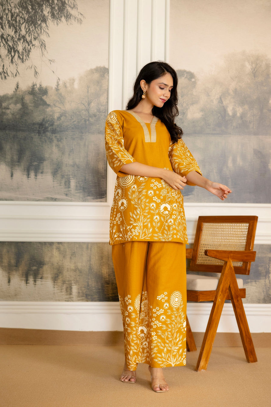 Sunspice Mustard Botanical Cotton Flex Co-ord Set — image 3