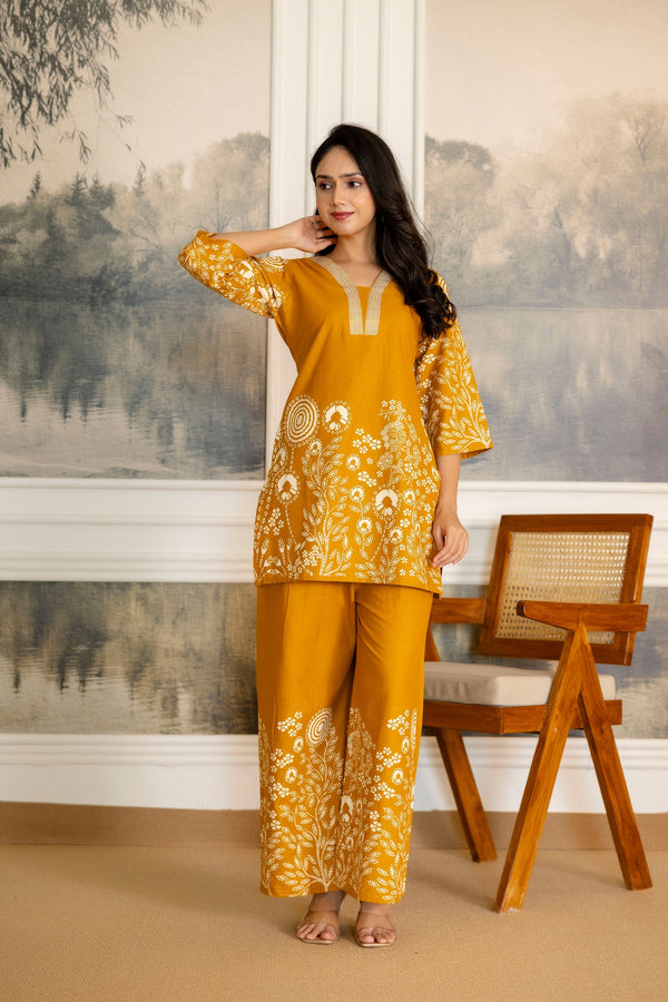 Sunspice Mustard Botanical Cotton Flex Co-ord Set