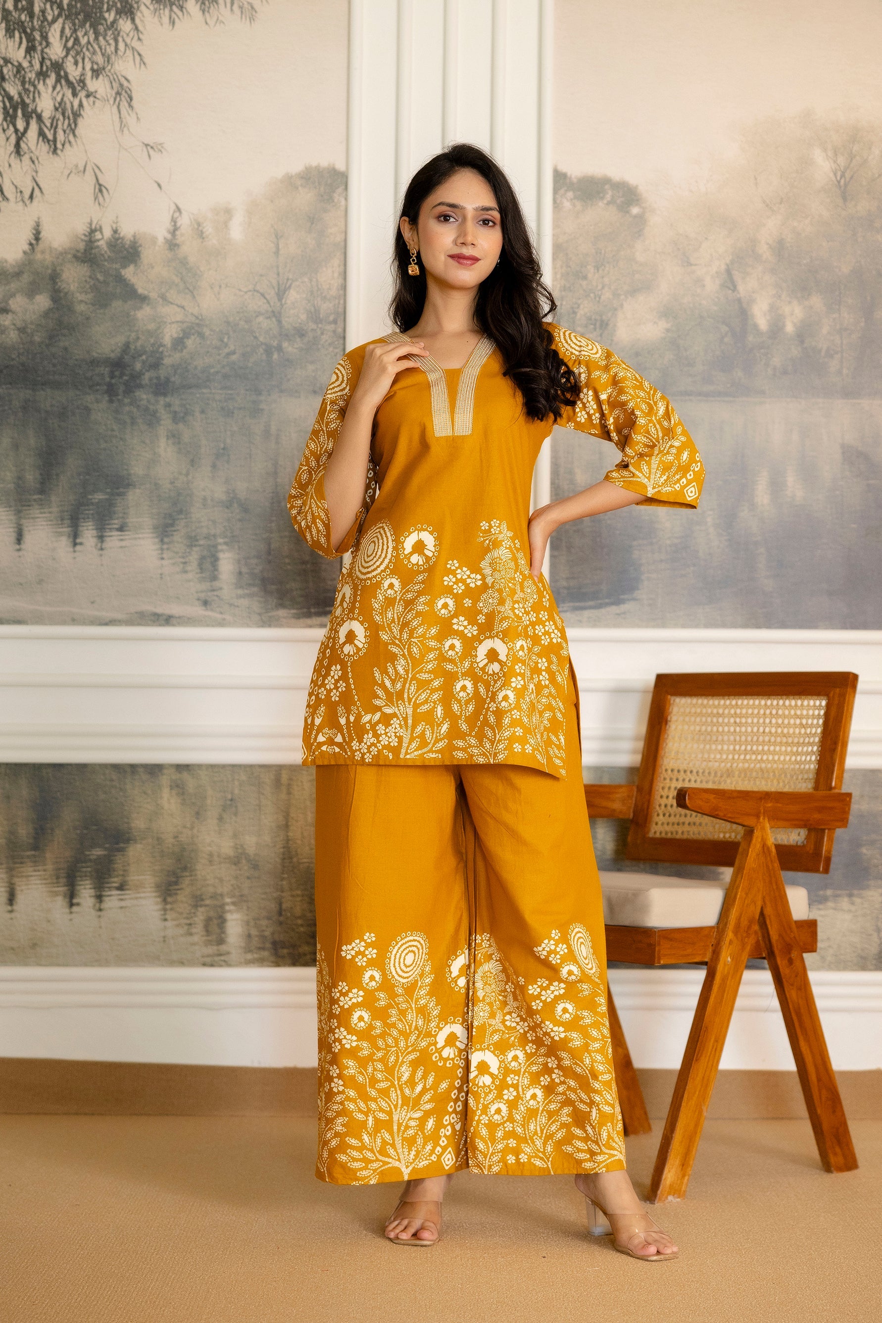 Sunspice Mustard Botanical Cotton Flex Co-ord Set from Me&My
