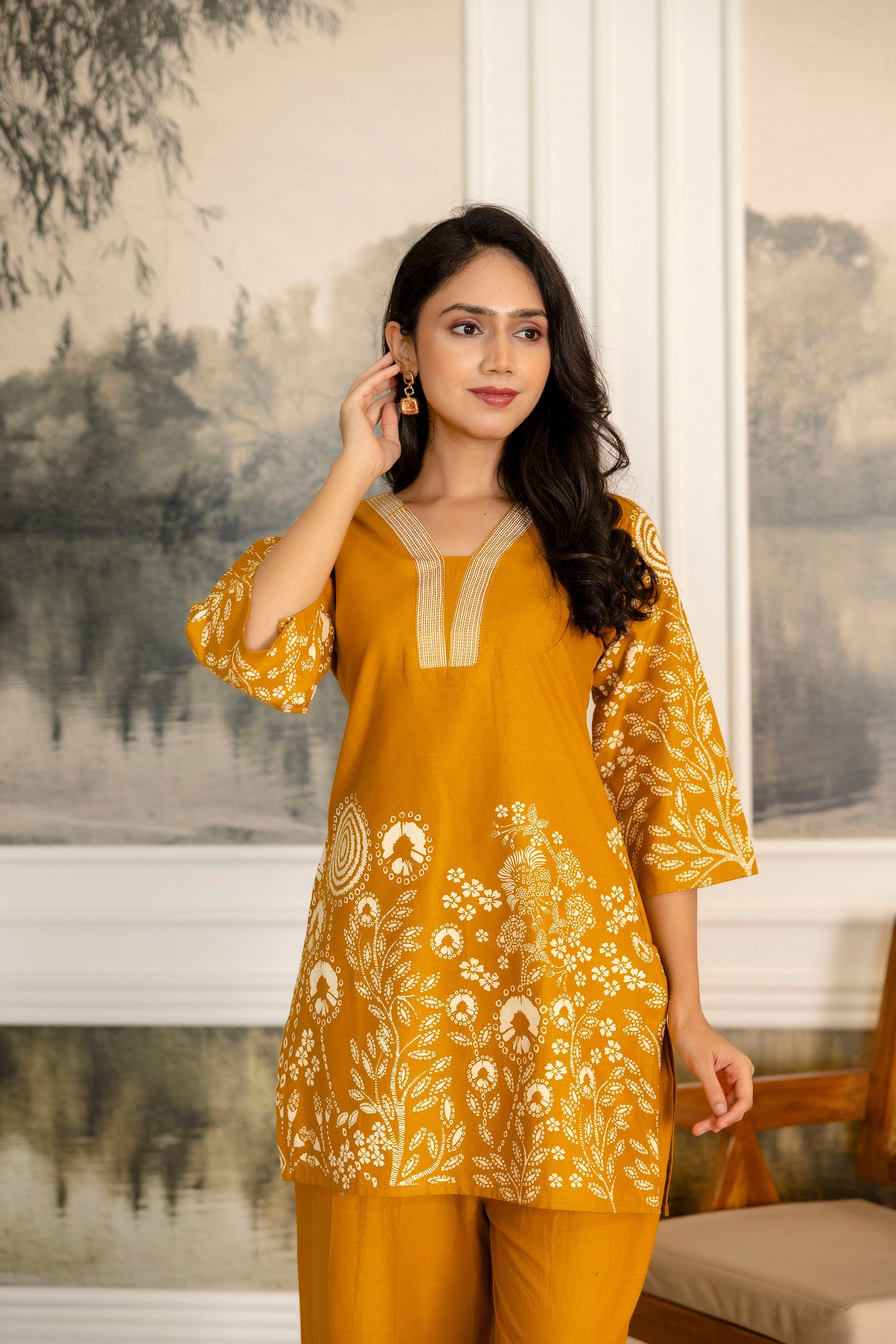 Sunspice Mustard Botanical Cotton Flex Co-ord Set from Me&My