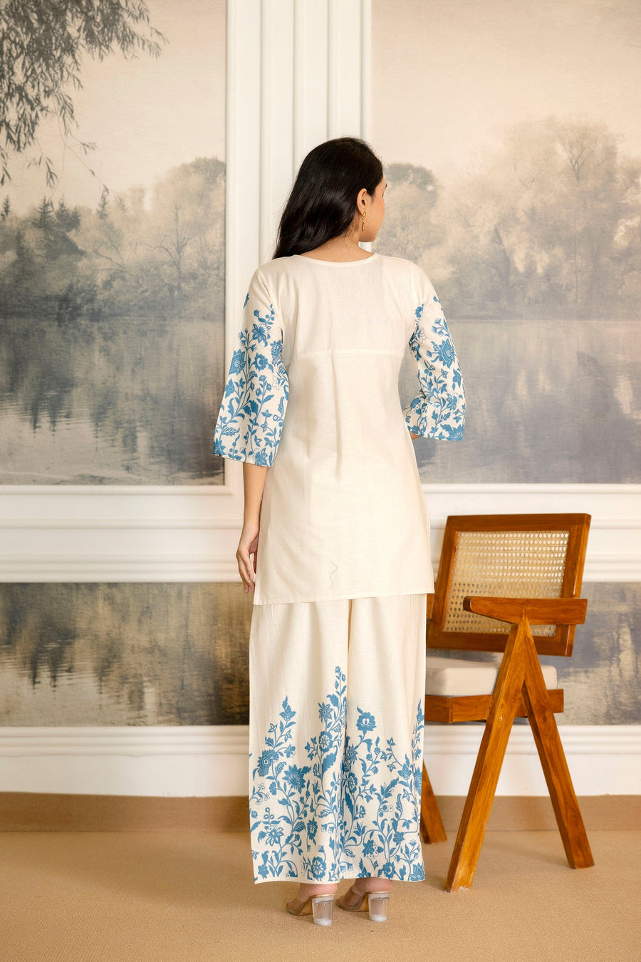 Ivoryfern Off-White & Green Botanical Cotton Flex Co-ord Set — image 5