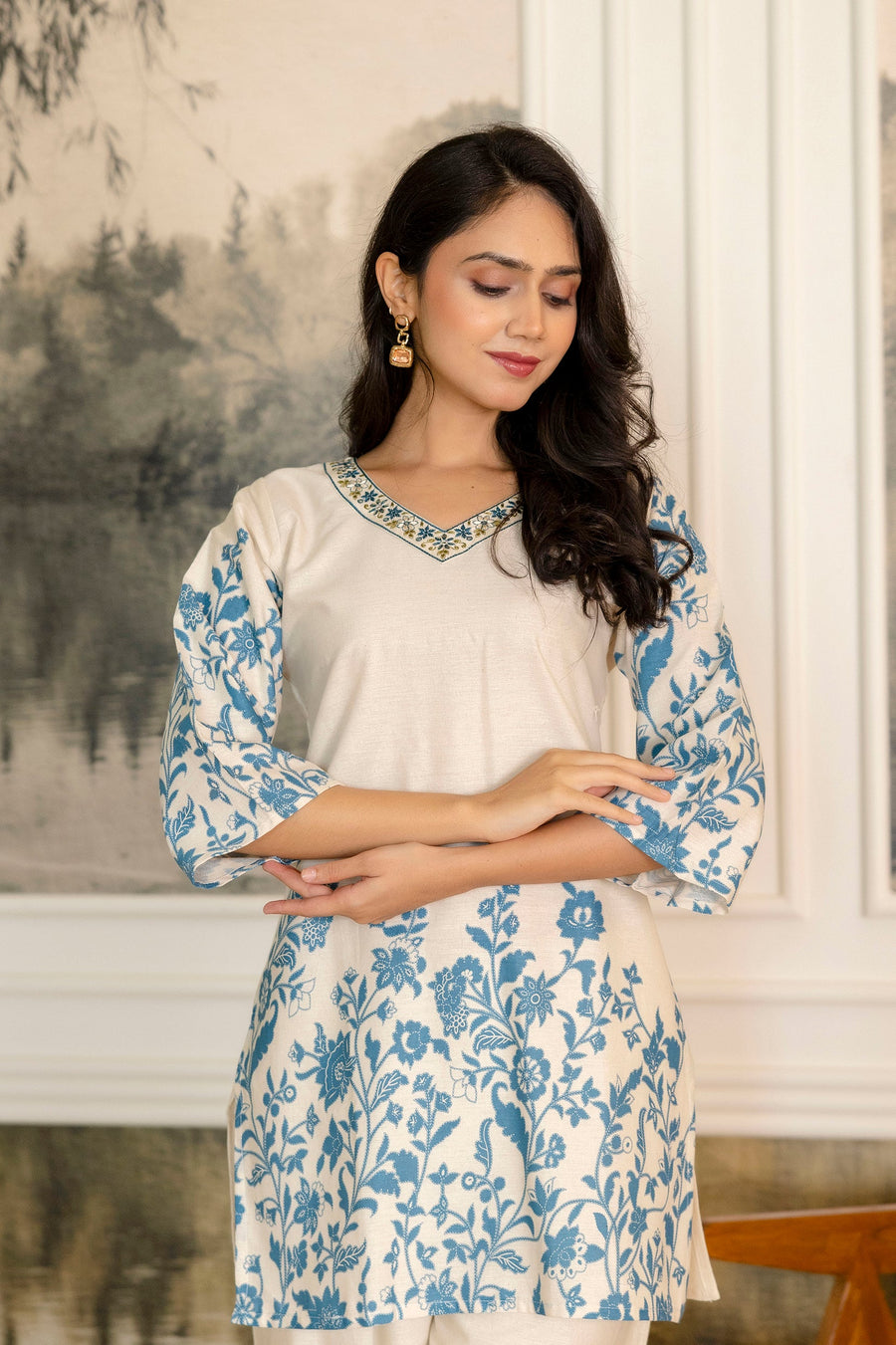 Ivoryfern Off-White & Green Botanical Cotton Flex Co-ord Set — image 11