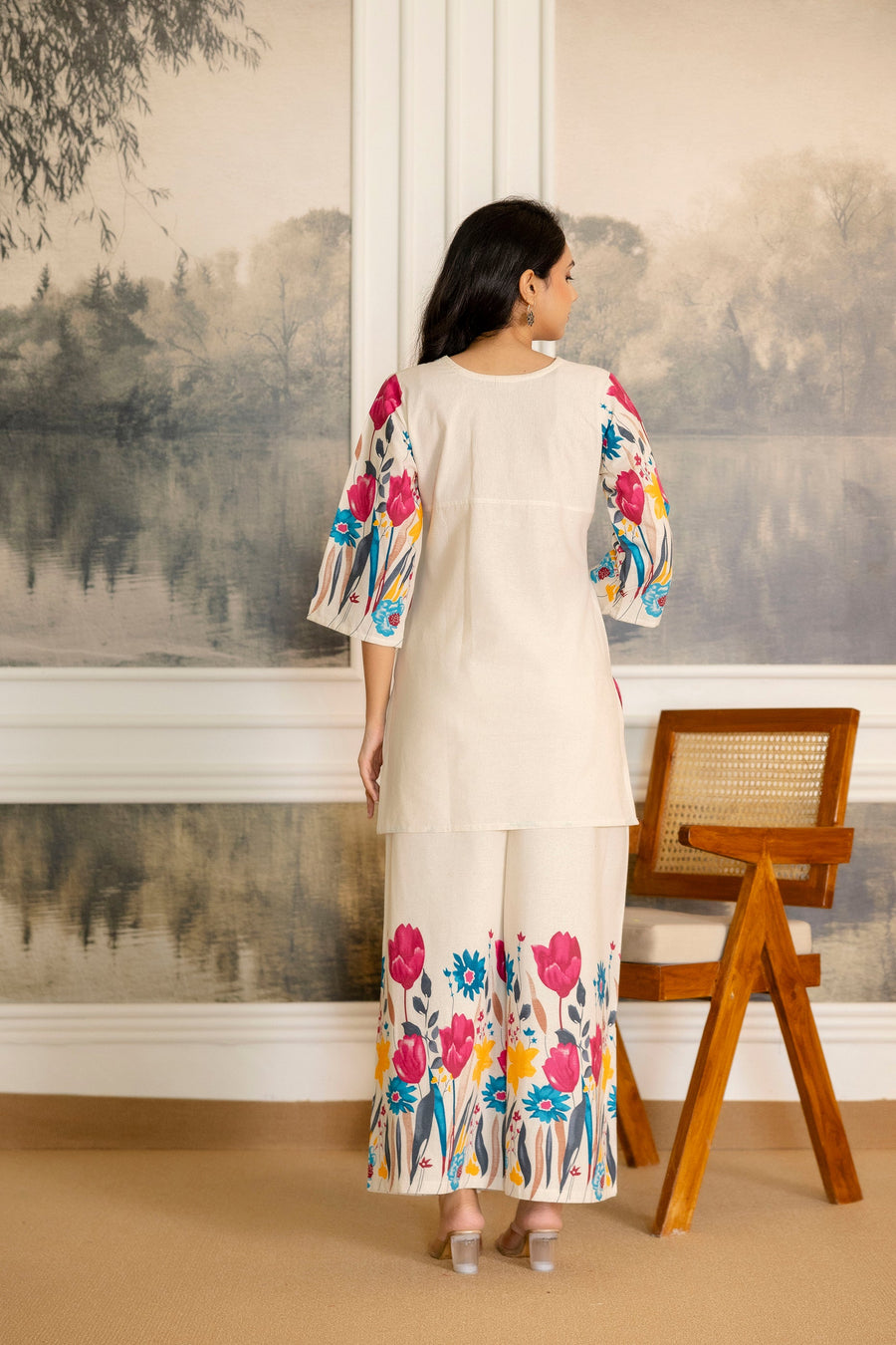 Linenleaf Off-White & Sage Botanical Cotton Flex Co-ord Set — image 9