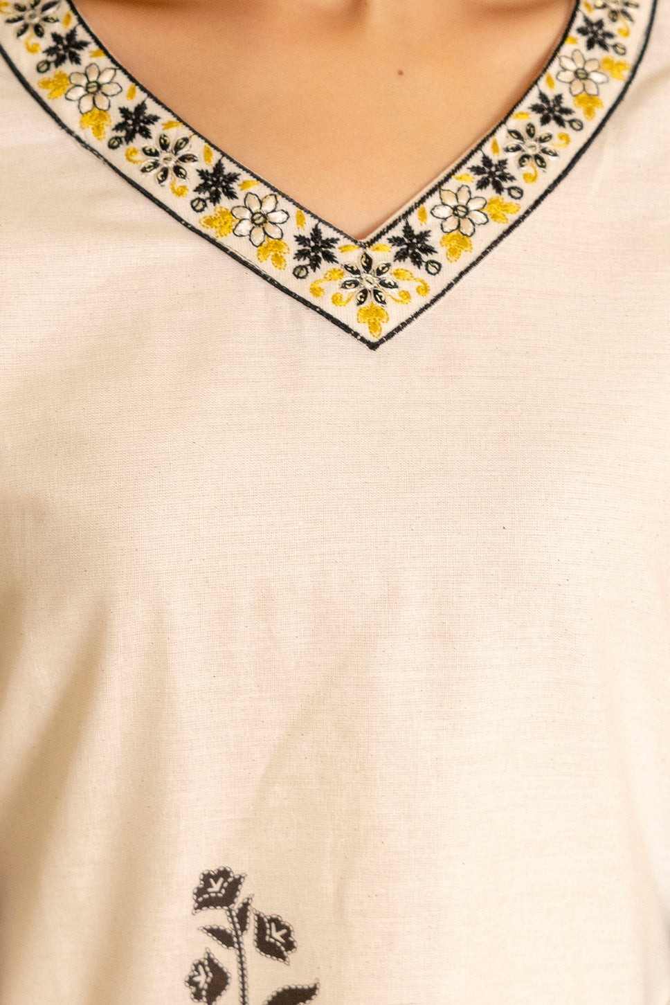 Pearlvine Off-White & Olive Botanical Cotton Flex Co-ord Set from Me&My