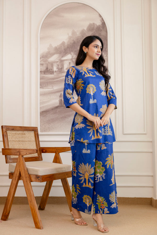Blue Cotton Botanical Co-ord Set