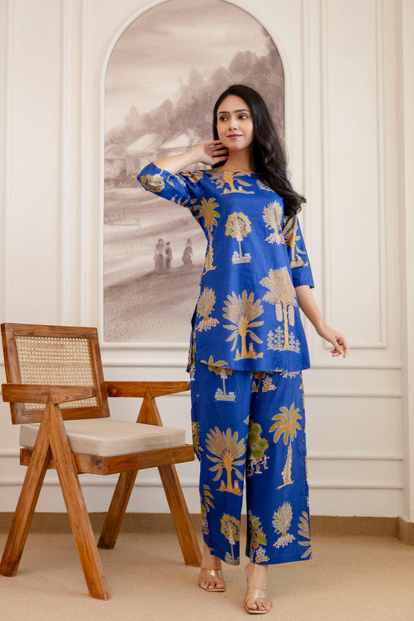 Blue Cotton Botanical Co-ord Set