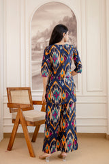 Blue Cotton Abstract Co-ord Set