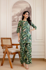 Green Cotton Botanical Co-ord Set