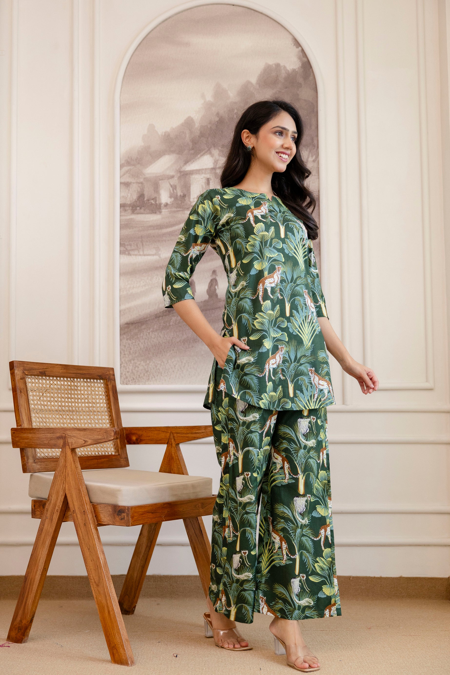 Green Cotton Botanical Co-ord Set