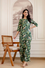 Green Cotton Botanical Co-ord Set