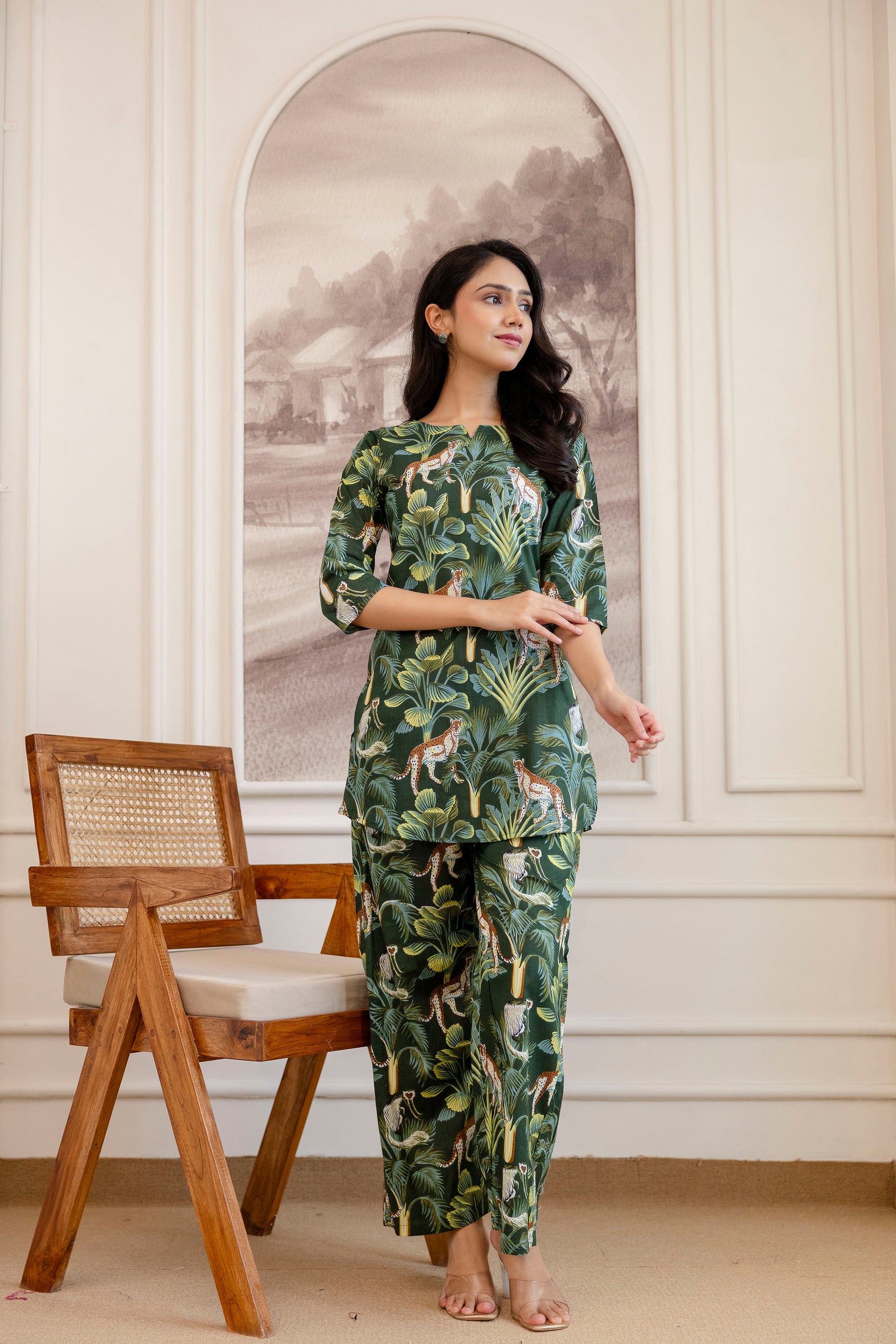 Green Cotton Botanical Co-ord Set
