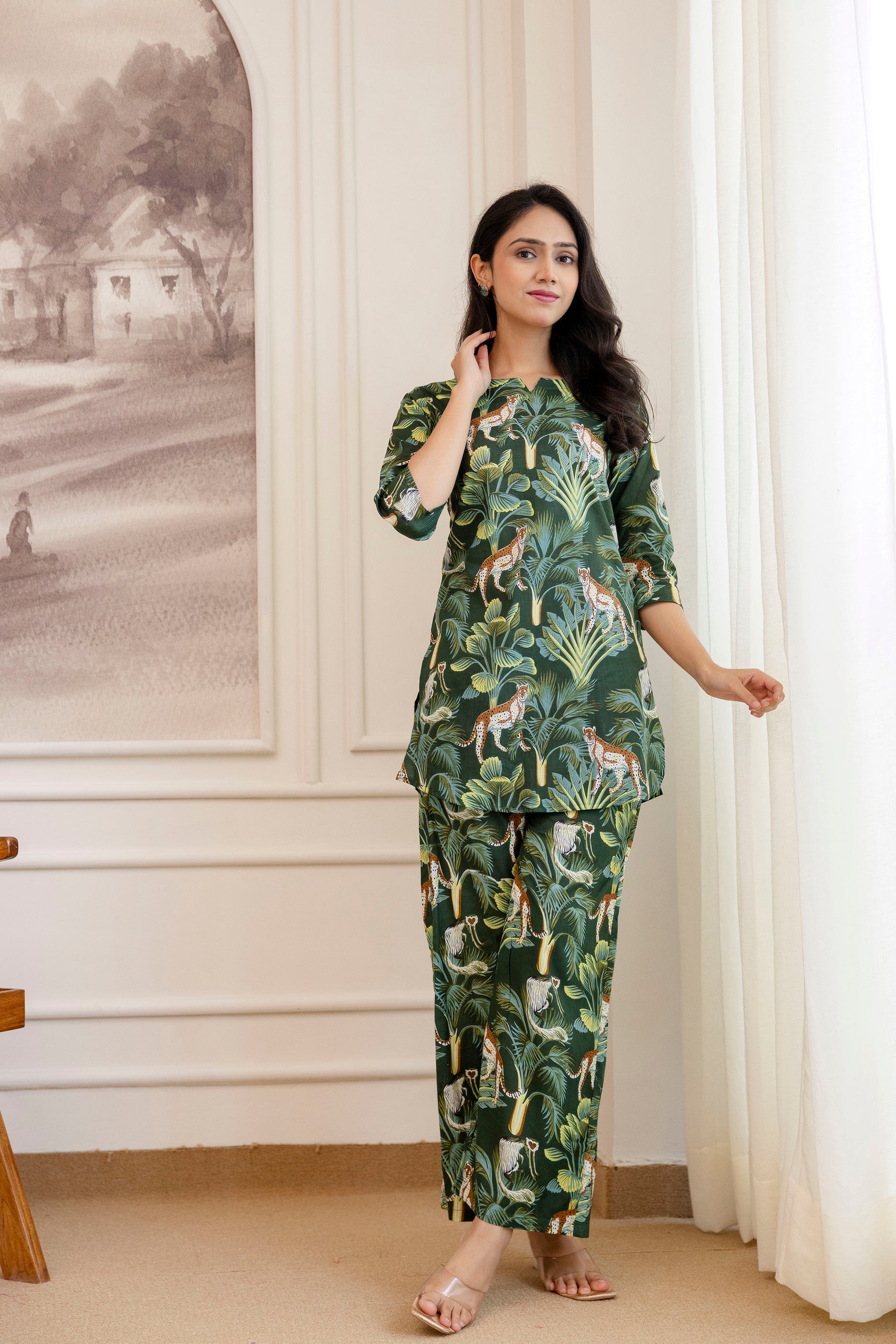 Green Cotton Botanical Co-ord Set