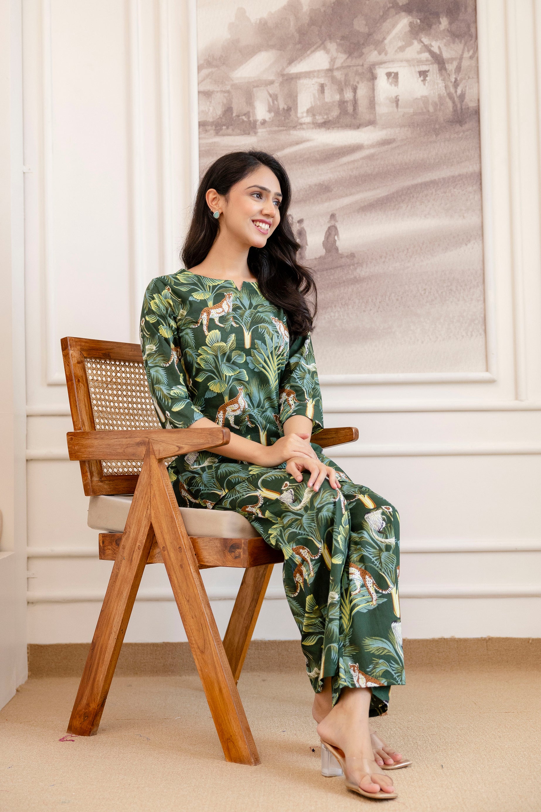 Green Cotton Botanical Co-ord Set