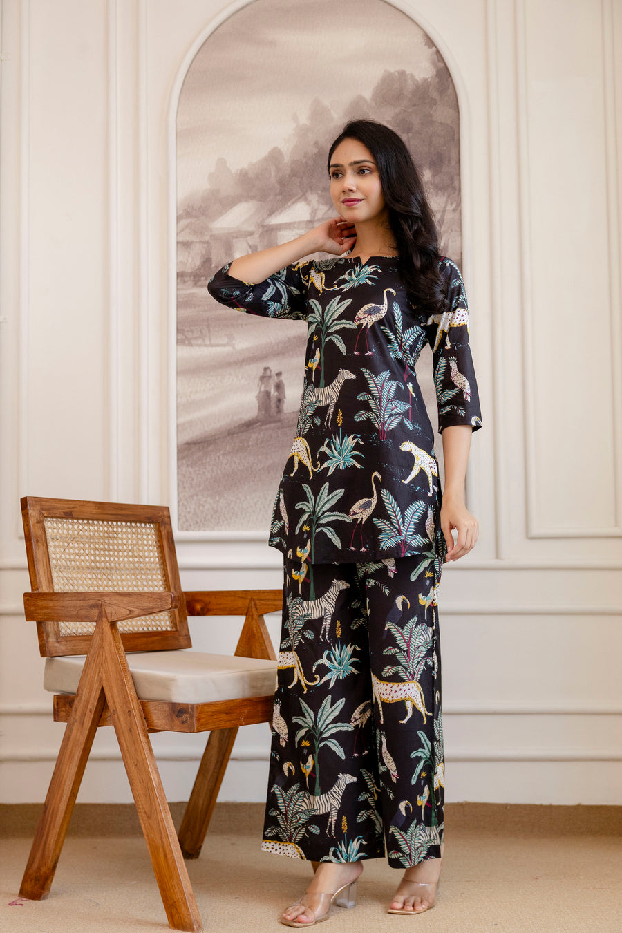 Black Cotton Botanical Co-ord Set — image 5