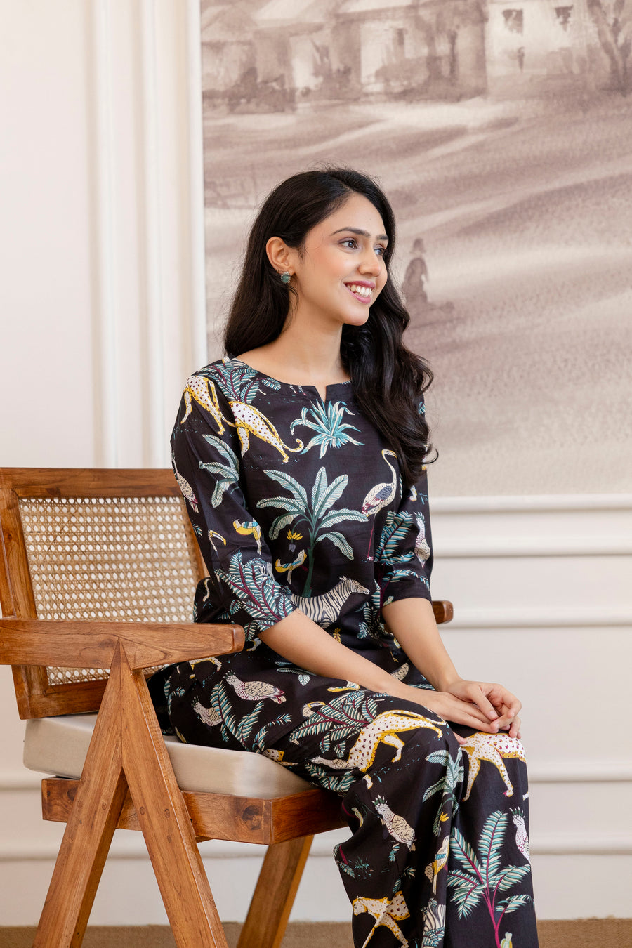 Black Cotton Botanical Co-ord Set — image 9