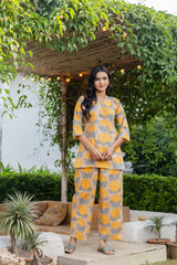 Chrysanthemum Bloom Angrakha Cotton Co-ord Set - Me&My