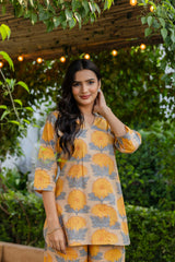 Chrysanthemum Bloom Angrakha Cotton Co-ord Set - Me&My