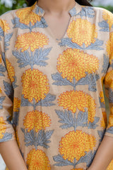 Chrysanthemum Bloom Angrakha Cotton Co-ord Set - Me&My