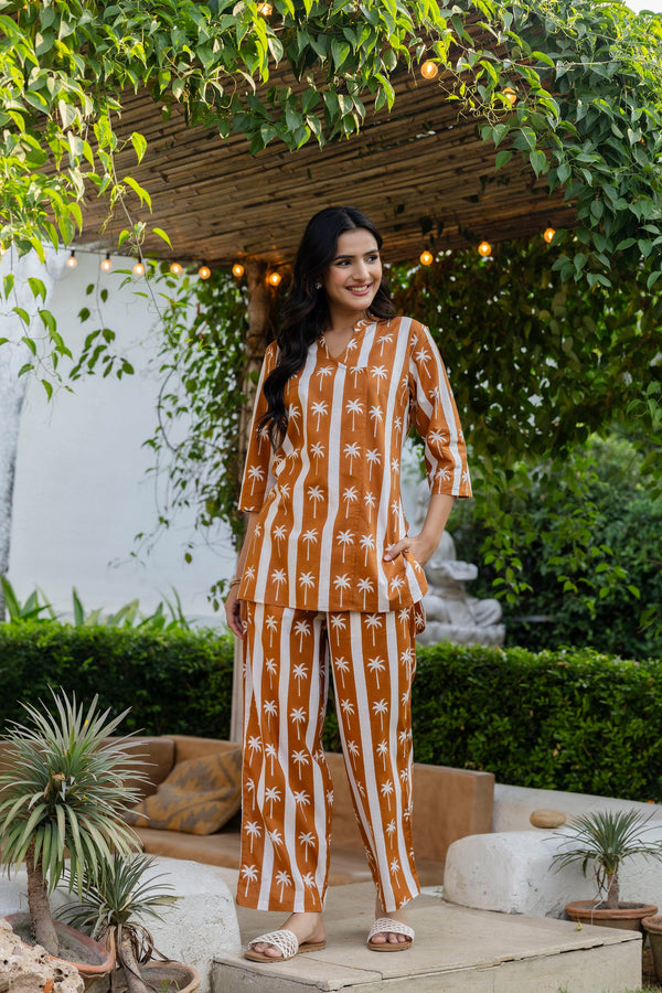 Palm Paradise Angrakha Cotton Co-ord Set