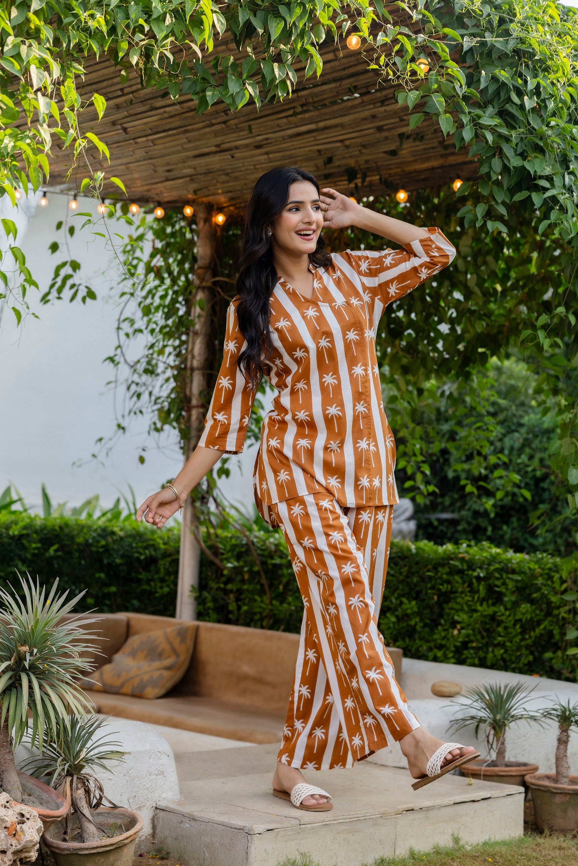 Palm Paradise Angrakha Cotton Co-ord Set - Me&My