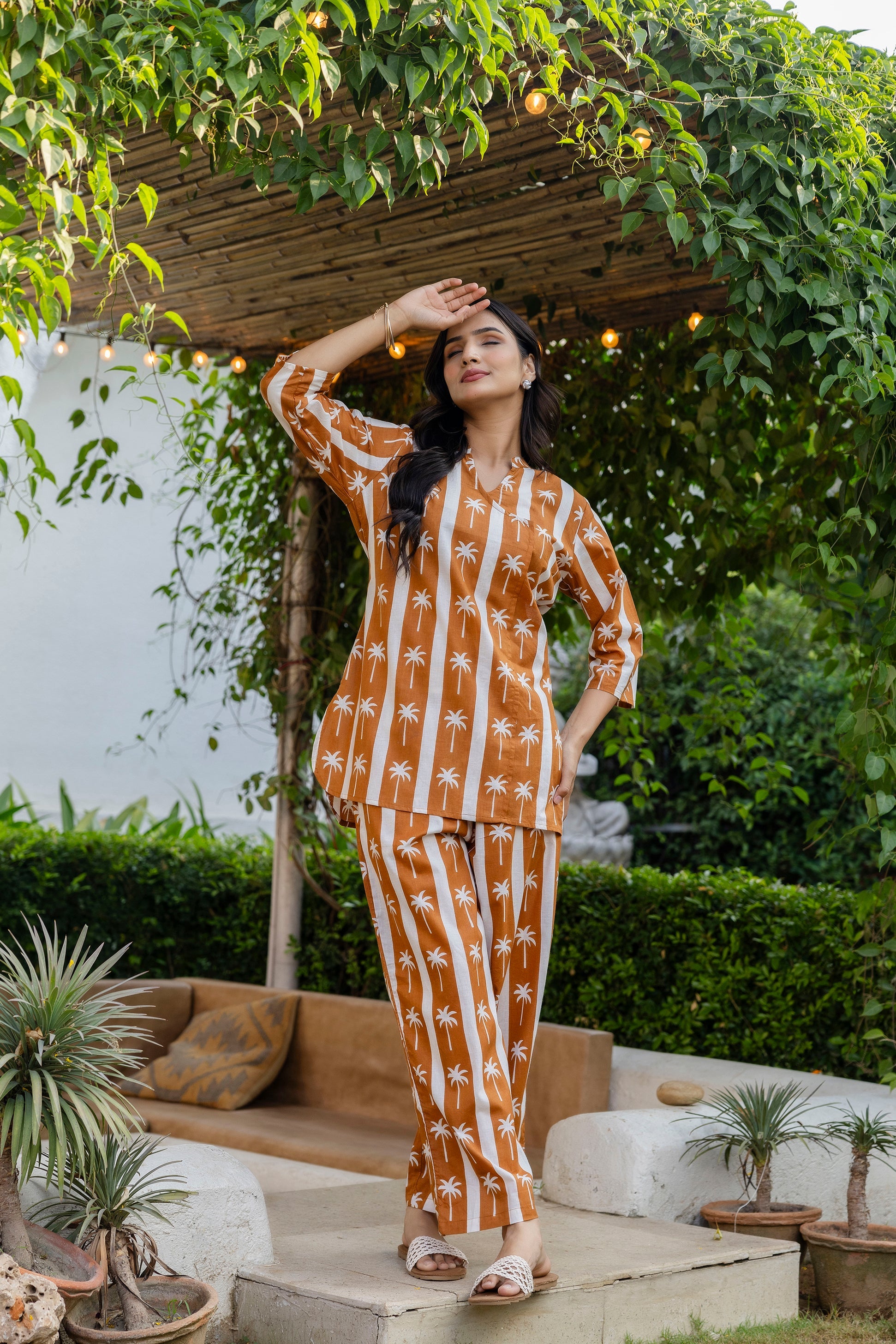 Palm Paradise Angrakha Cotton Co-ord Set - Me&My