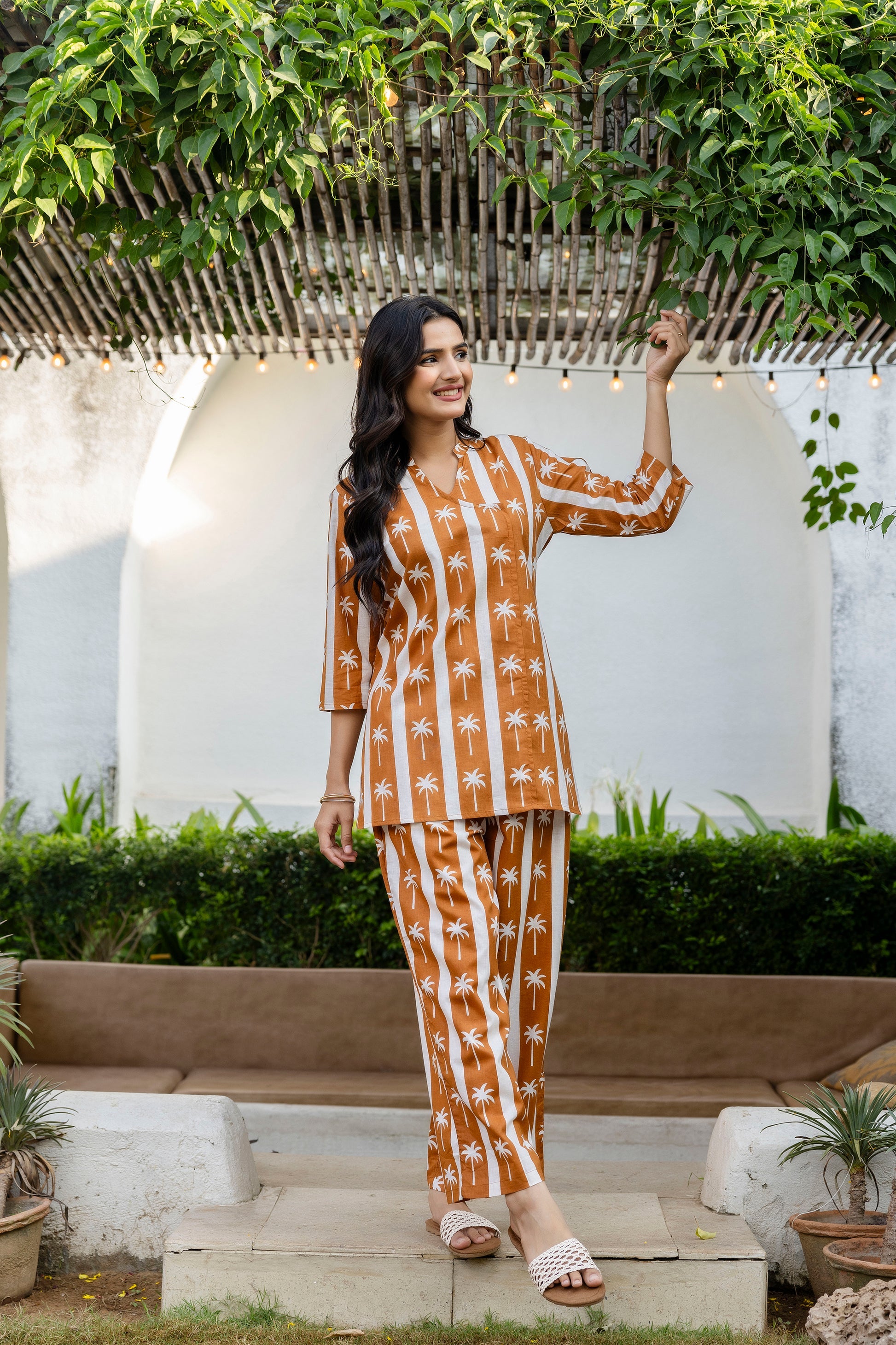 Palm Paradise Angrakha Cotton Co-ord Set - Me&My