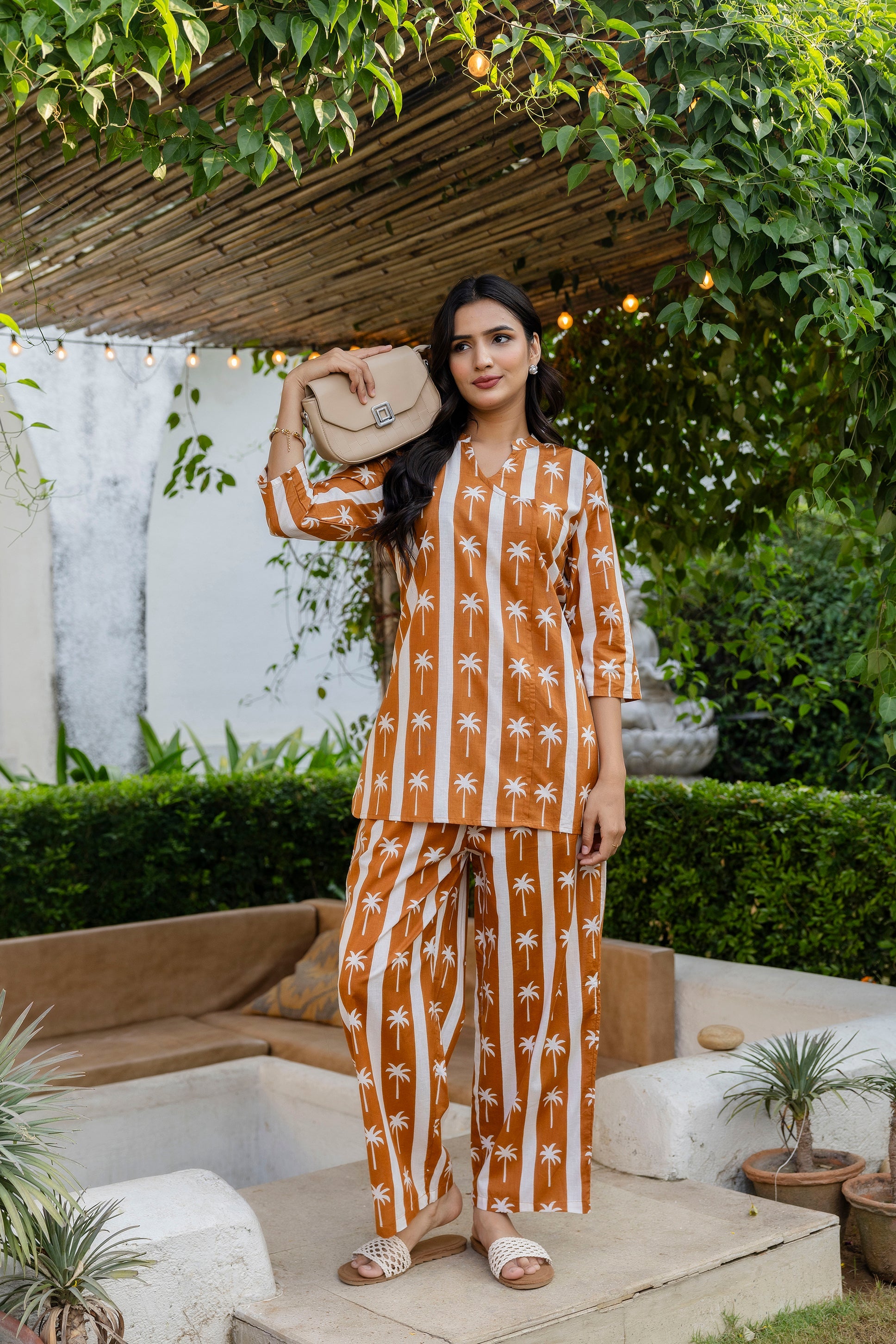 Palm Paradise Angrakha Cotton Co-ord Set - Me&My