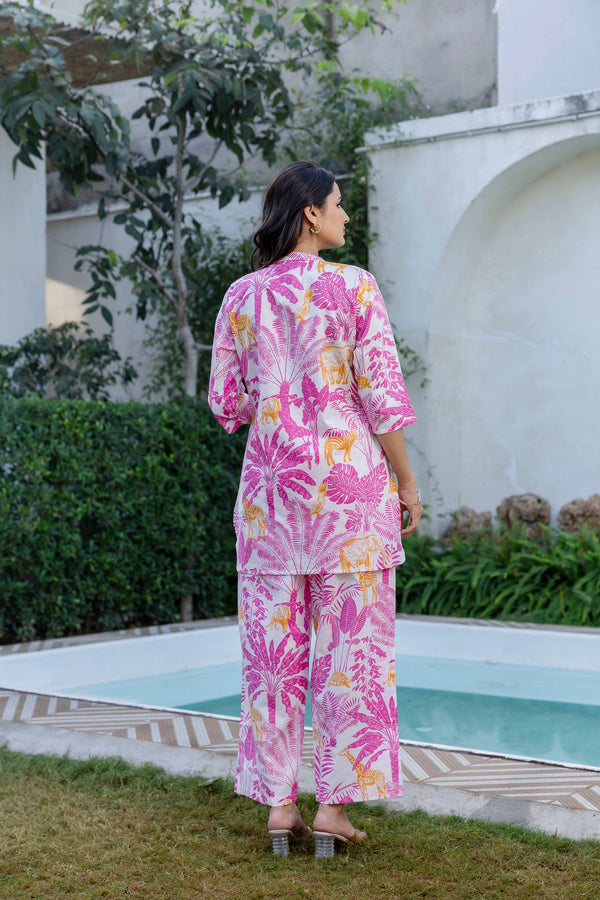 Tropical Safari Angrakha Cotton Co-ord Set