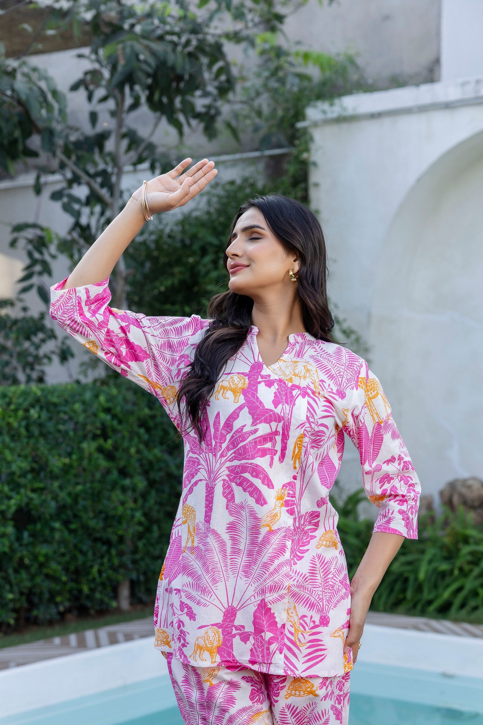 Tropical Safari Angrakha Cotton Co-ord Set - Me&My